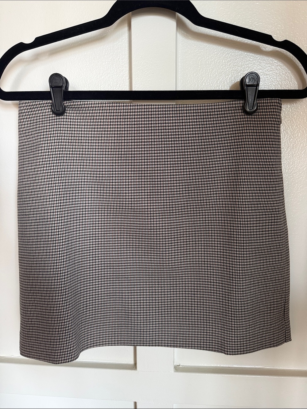 MNG Classic Houndstooth Mini Skirt - Brown, black, cream